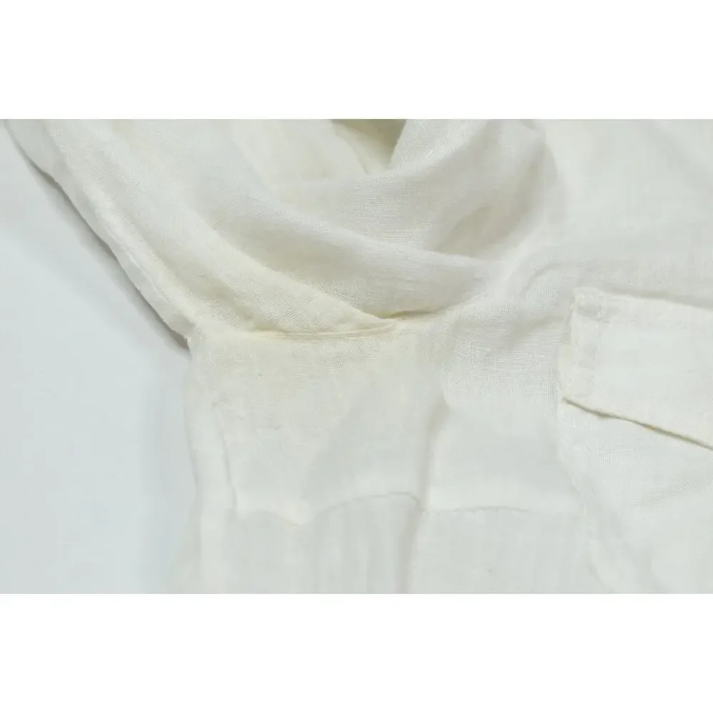 Tory Burch Linen Utility Shirt Womens 6 White Long Sleeve Button-Up Regular Fit